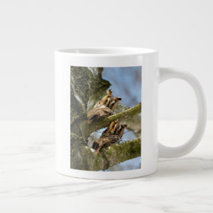 Taza De Café Gigante Dos búhos en el bosque, aves, vida silvestre Coffe