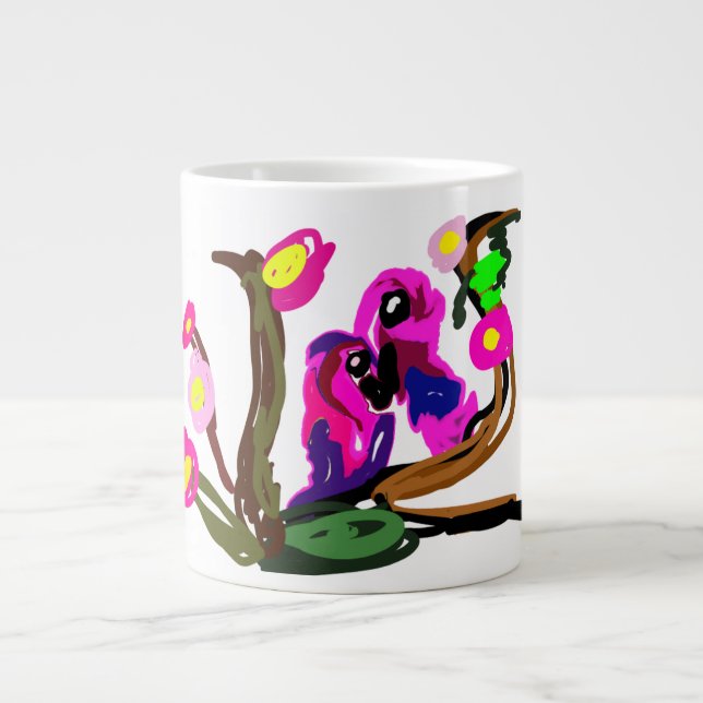 Taza De Café Gigante Dos loros viven  (Frente)