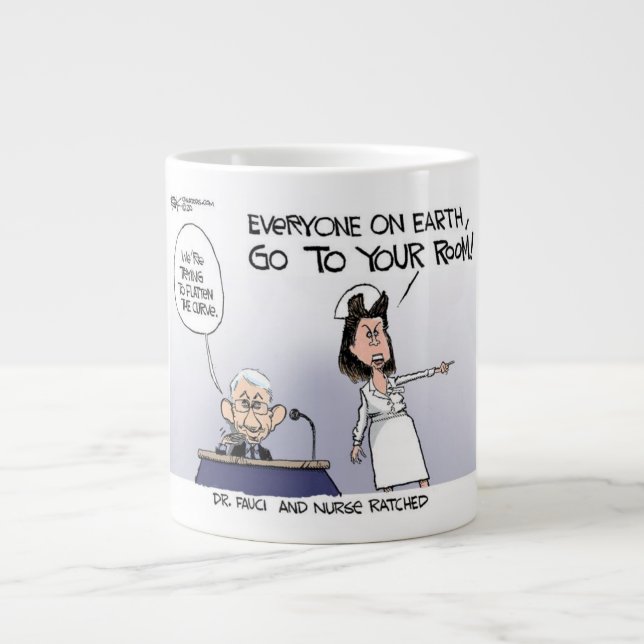 Taza De Café Gigante Dr. Fauci Y Enfermera Ratchet Mug (Frente)