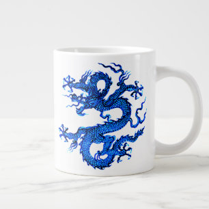 Taza De Café Gigante Dragón chino, azul índigo