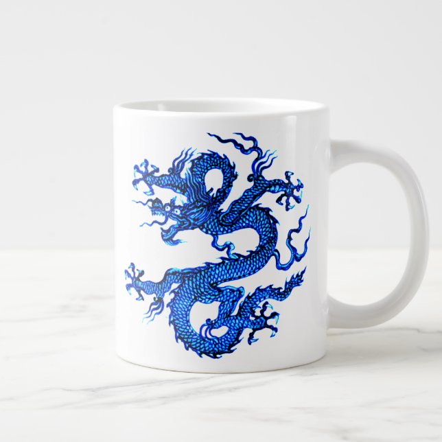 Taza De Café Gigante Dragón chino, azul índigo (Derecha)