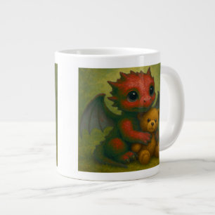Taza De Café Gigante Dragón de bebé de orejas rojas curadas con oso de
