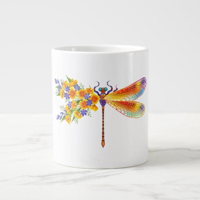Taza De Café Gigante Dragón de flores amarillas (Frente)