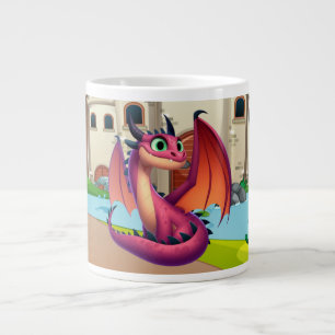 Taza De Café Gigante Dragón personalizado morado/rojo