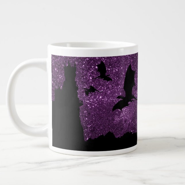 Taza De Café Gigante Dragones que vuelan, castillo púrpura del (Izquierda)