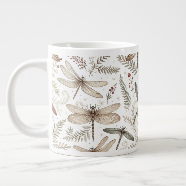 Taza De Café Gigante Dragonflies del espíritu de vacaciones (Izquierda)