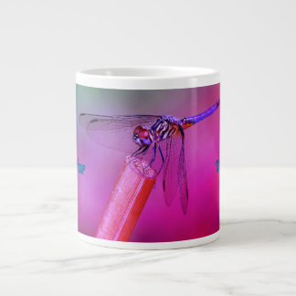 Taza De Café Gigante Dragonfly púrpura azul inspirador