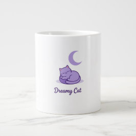Taza De Café Gigante Dreamy Cat Moon Coffee Mug | Cute Purple Cat Gift
