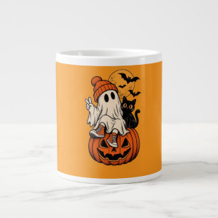Taza De Café Gigante Dulce Fantasma de Halloween Retro Calabaza Nuestra