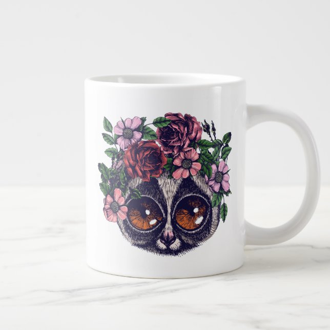 Taza De Café Gigante Dulce Lemur Floral (Derecha)