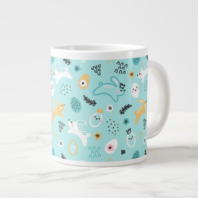 Taza De Café Gigante Dulce Patrón de Conejo de Pascua conejos kawaii Hu (Derecha)