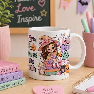 Taza De Café Gigante Dulce Profesora Kawaii Bruja Halloween