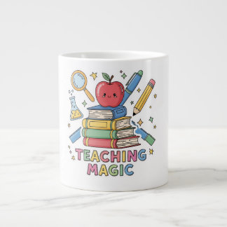 Taza De Café Gigante Dulce profesora Kawaii Libros de magia y manzana
