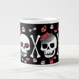 Taza De Café Gigante Dulce Skully Valloween San Valentín XOXO