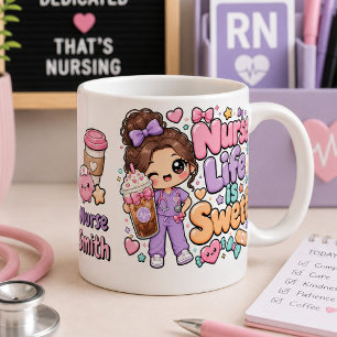 Taza De Café Gigante Dulce vida de enfermera Kawaii adorable
