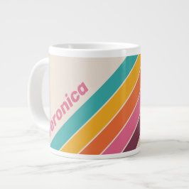Taza De Café Gigante Dulces Antiguos Rayas de Arcoíris con Nombre