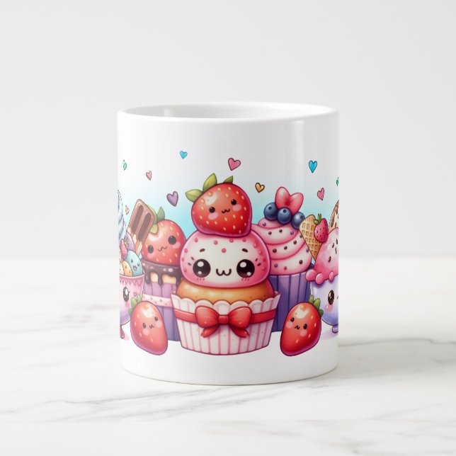 Taza De Café Gigante Dulces de fresa de Kawaii y amigos del helado (Frente)