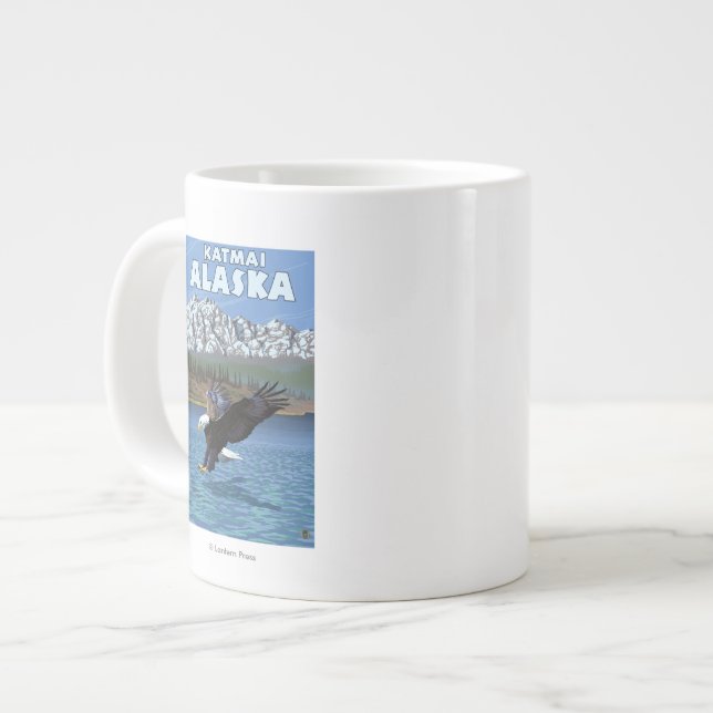 Taza De Café Gigante Eagle calvo que se zambulle - Katmai, Alaska (Izquierda)
