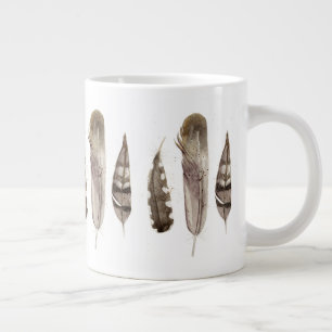 Taza De Café Gigante Earthtone Feathers II