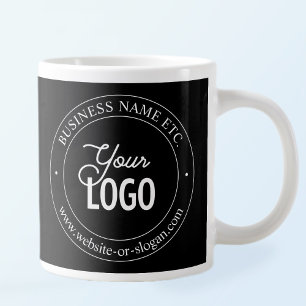 Taza De Café Gigante Easy Logo Replacement & Customizable Text Black