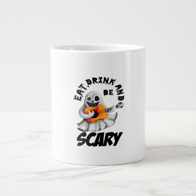 Taza De Café Gigante Eat Drink And Be Scared Minimal Clean (Frente)