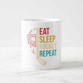 Taza De Café Gigante Eat Sleep Hockey Repeat Hockey