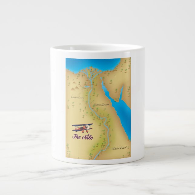 Taza De Café Gigante El antiguo poster de mapas del estilo del Nilo (Frente)