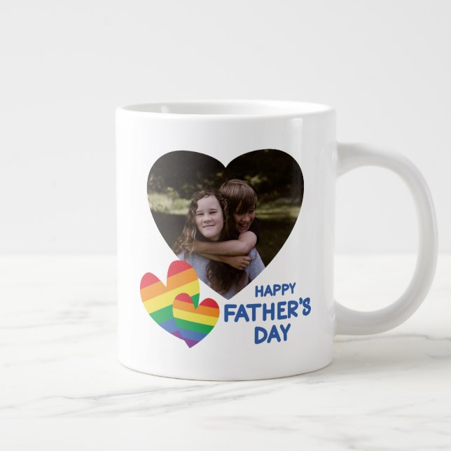 Taza De Café Gigante El arcoiris LGBT celebra el Día del Padre (Derecha)