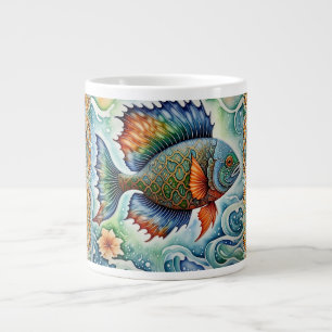 Taza De Café Gigante El arte de los peces batik