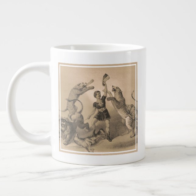 Taza De Café Gigante El artista del circo se alza entre los animales vi (Izquierda)