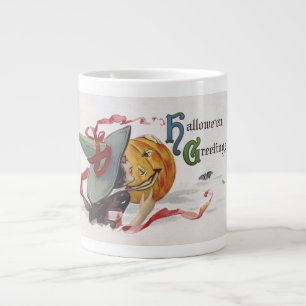 Taza De Café Gigante El beso de la bruja: una calabaza de Halloween
