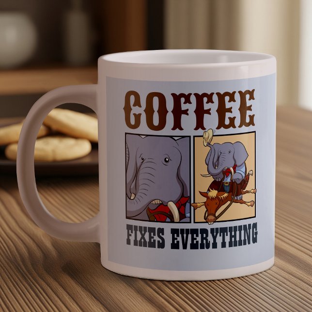Taza De Café Gigante El café elefante gracioso arregla todo a Personali (Subido por el creador)