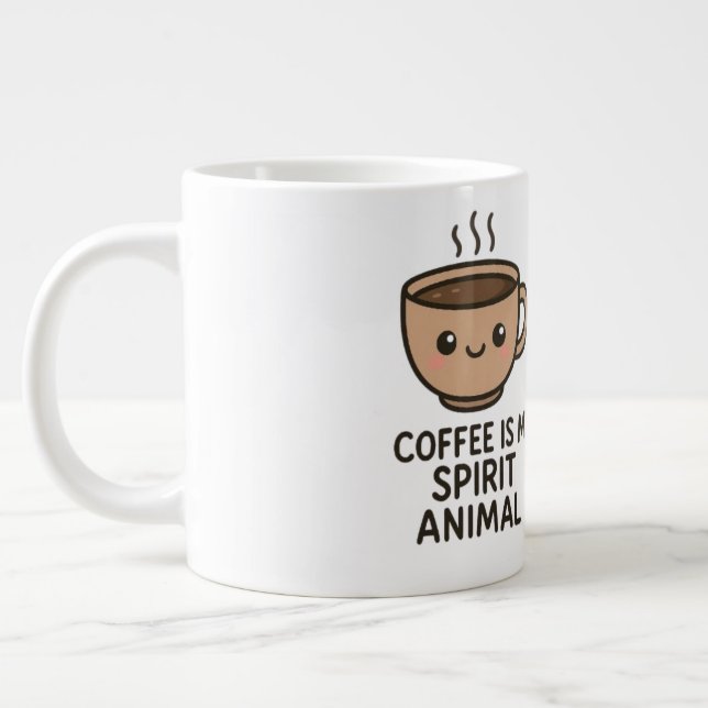 Taza De Café Gigante El Café Es Mi Espíritu Animal Gracioso Mug (Izquierda)