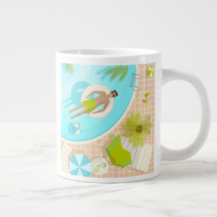 Taza De Café Gigante El chico de la piscina en vacaciones de playa de v