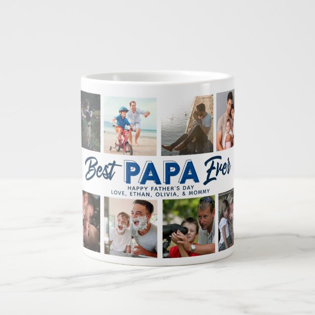 Taza De Café Gigante El Collage de fotos del Día del Padre personalizad (Frente)