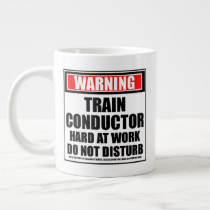 Taza De Café Gigante El Conductor Del Tren De Aviso Trabaja Duramente
