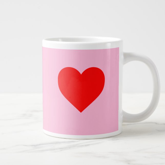Taza De Café Gigante El corazón rojo golpea al pastel rosado (Derecha)