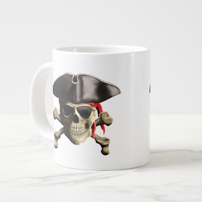 Taza De Café Gigante El cráneo alegre del pirata de Rogelio (Izquierda)