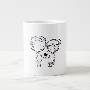 Taza De Café Gigante El día de San Valentín romántico Couple Clipart Mu