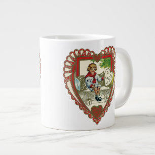 Taza De Café Gigante El día de San Valentín victoriano vintage, niño en