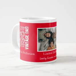 Taza De Café Gigante El Día del Padre Vintage rojo y blanco con foto