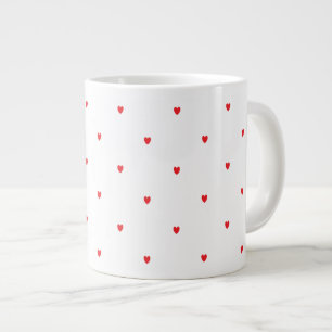 Taza De Café Gigante El Doodle Rojo Corazón Blanco Clásico Elegante a