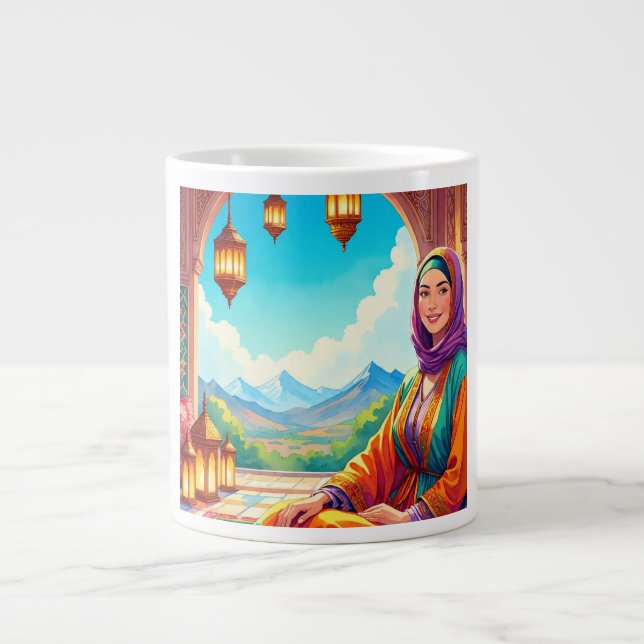 Taza De Café Gigante El encanto de los marroquíes, las mujeres, la músi (Frente)