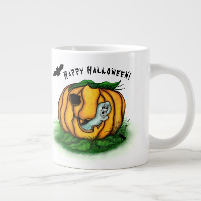 Taza De Café Gigante El fantasma de Halloween , Bat , Ghost y Spider (Derecha)