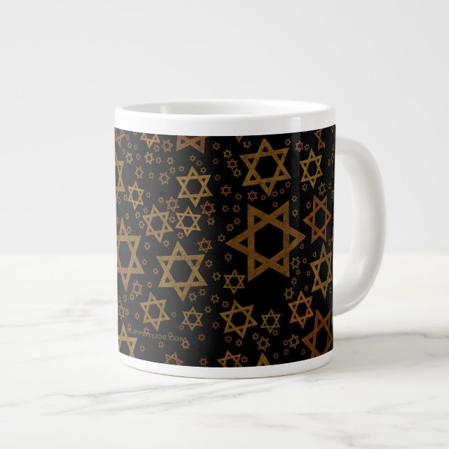 Taza De Café Gigante El feliz Hanukkah de SlipperyJoe, múltiples estrel (Derecha)