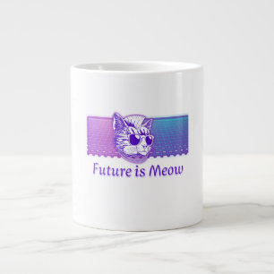 Taza De Café Gigante El futuro es débil - Gato de neón Cyberpunk
