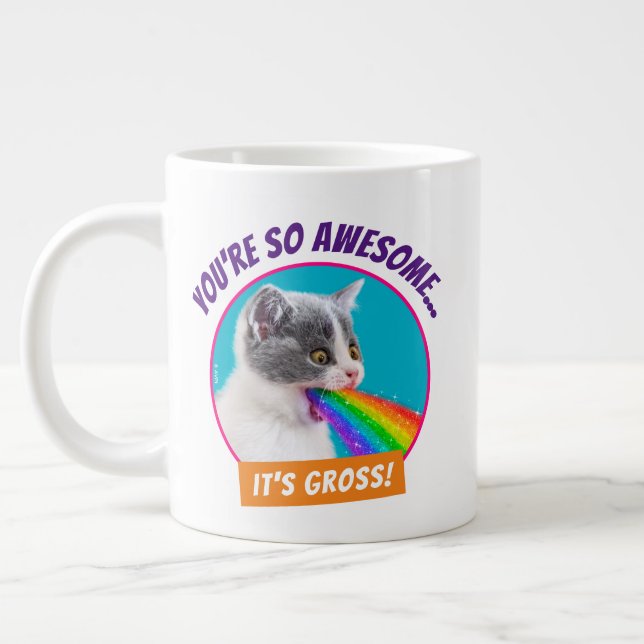 Taza De Café Gigante El gatito derrama el arcoiris (Izquierda)