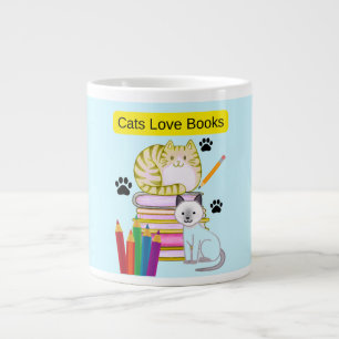 Taza De Café Gigante El gato ama los libros