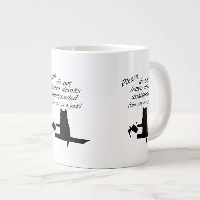 Taza De Café Gigante El gato es un idiota (Derecha)