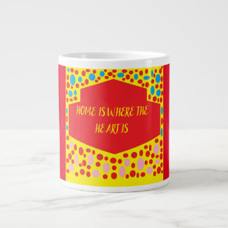 Taza De Café Gigante El hogar es donde el corazón está rojo con verde a